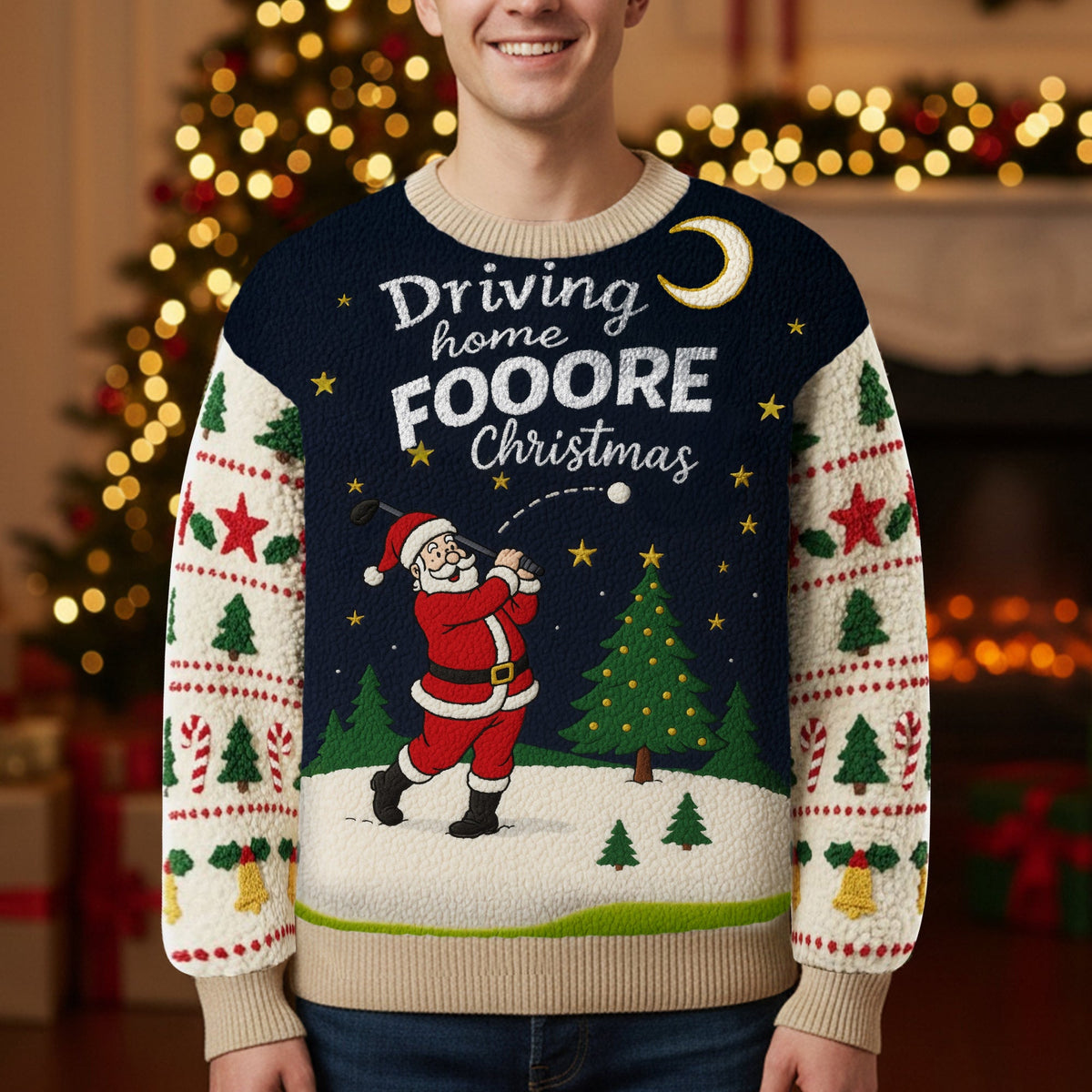Driving Home Fore Christmas Golf Ugly Sweater, Christmas Golf Shirt, Golf Sweater