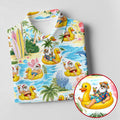 Funny Santa Duck Float Tropical Christmas Polo Shirt, Womens Golf Polo, Hawaiian Golf Shirt