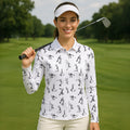 Funny Stick Figure Womens Golf Polo Shirt, Golfing Apparel, Womens Golf Gifts