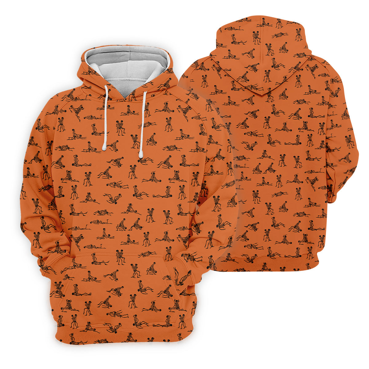 Orange And White Funny Skeleton Couple Golf Shirt, Halloween Gift Idea, Ladies Golf Shirts