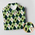 Green And White Argyle Pattern St Patrick's Day Golf Shirt, Women's Golf Shirts, Ladies Golf Polos
