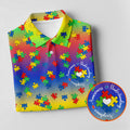Acceptance Awareness Understanding Autism Puzzle Rainbow Gradient Golf Tops For Men, Golf Shirts For Men