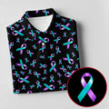 Suicide Prevention Awareness Ribbon Pattern Golf Polo Shirt, Mens Golf Polo, Golf Apparel For Men