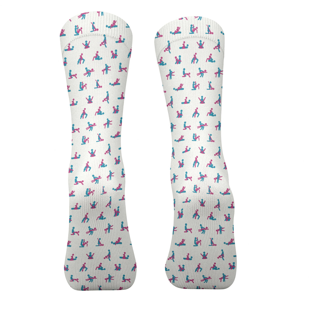 Blue And Pink Naughty Stick People White Golf Socks, Funny Golf Socks, Golf Accessory