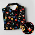 Guitar Pattern Hawaiian Golf Shirt, Music Lover Women's Golf Tops, Ladies Golf Shirts