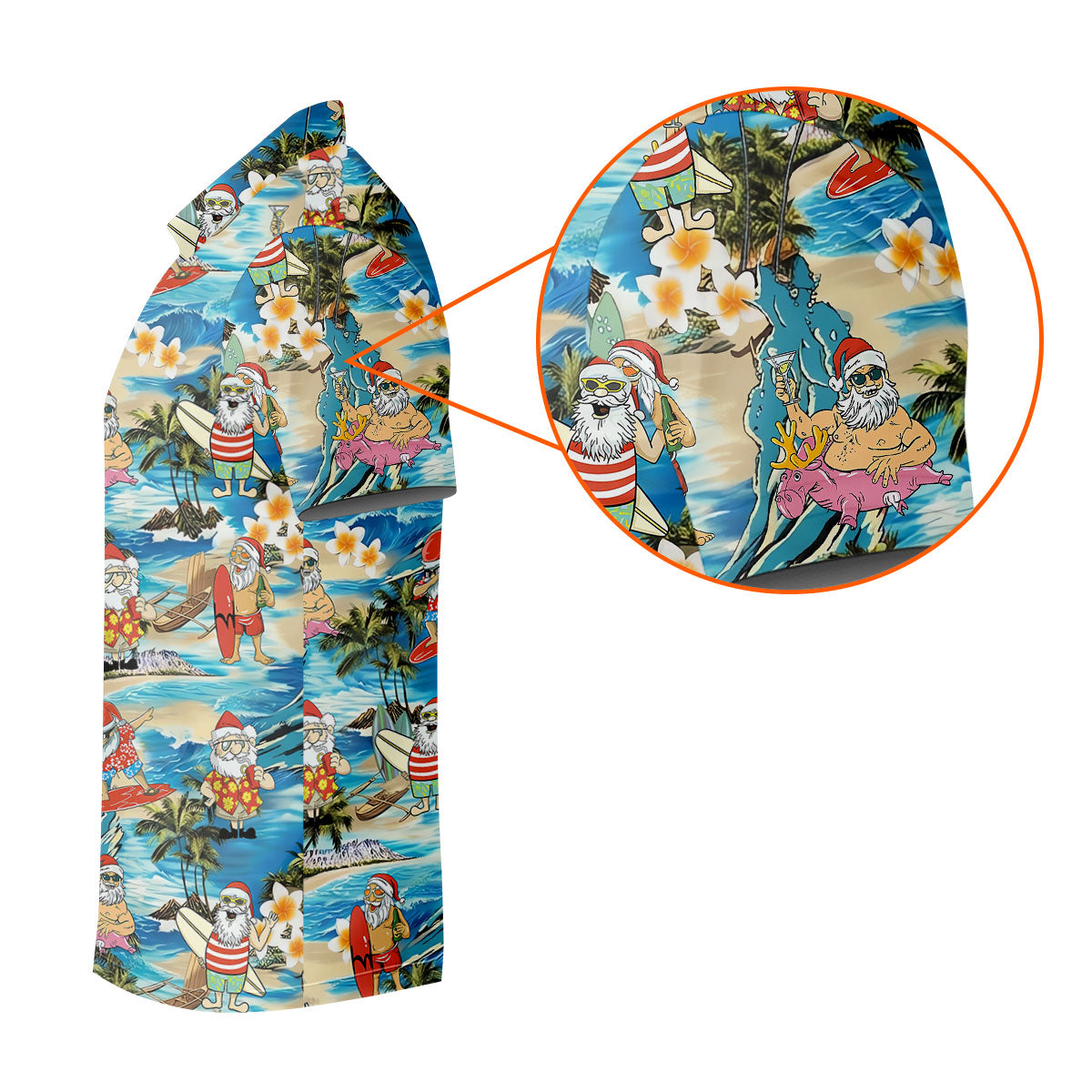 Women's Tropical Santa Surf Vacation Golf Shirt, Christmas Golf Shirt, Women’s Golf Apparel