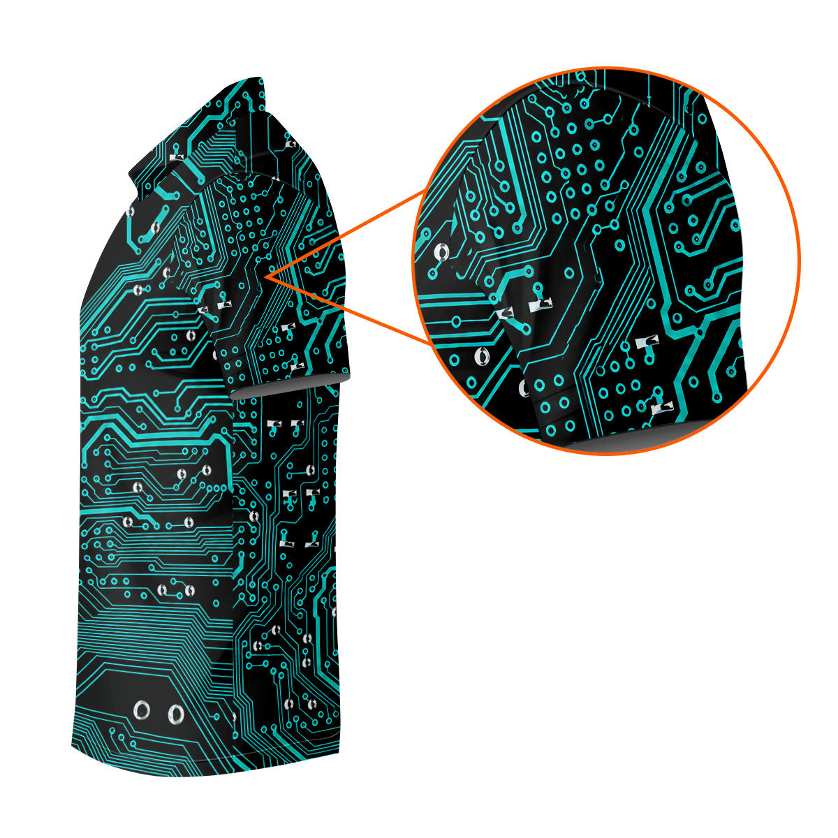 Circuit Board Pattern Hawaiian Golf Shirt, Men's Golf Shirt, Polo Shirts For Men