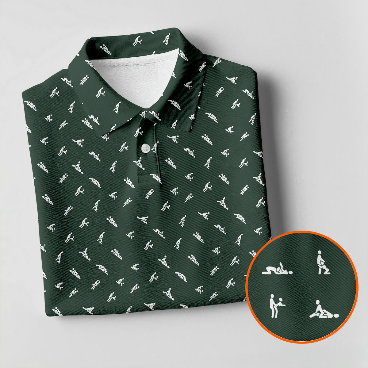 Naughty Position Dark Green Fun Golf Shirts For Men, Valentines Golf Gift, Polo Shirts For Men, Golf Gift For Men