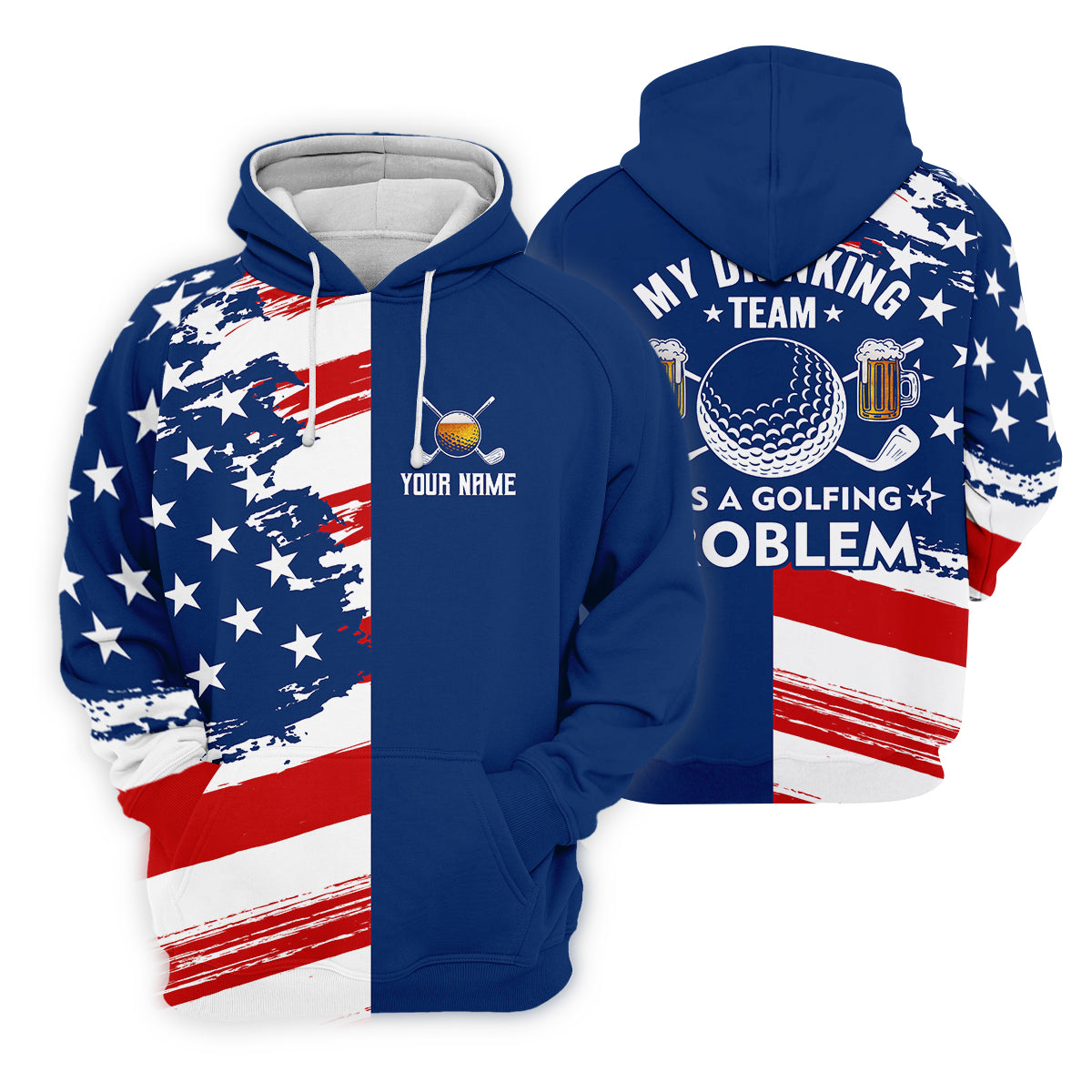 My Drinking Team Has A Golfing Problem Men's Golf Polo Shirt, Funny Beer Golf Shirt, US 250 Anniversary Shirt