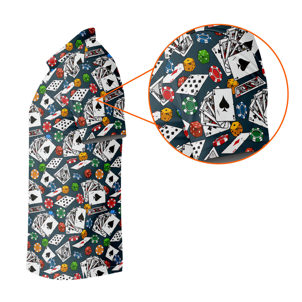 Poker Blackjack Hawaiian Golf Shirt, Playing Card Pattern Men's Golf Shirt, Polo Shirts For Men