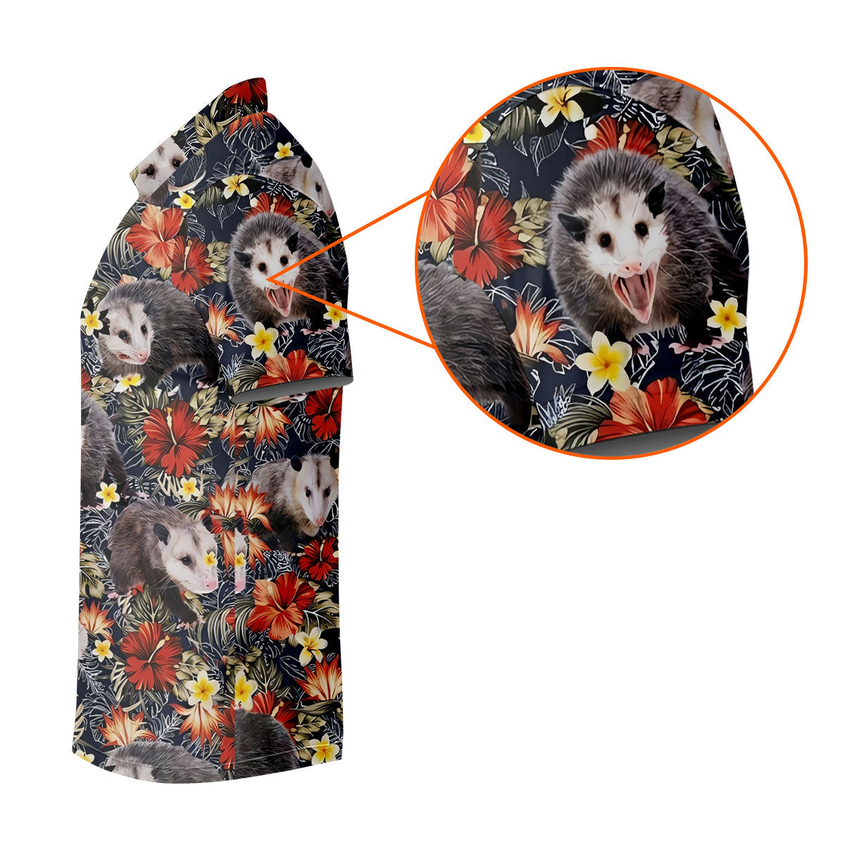 Cute Possums Hibiscus Flowers Golf Polo, Island Foliage Hawaiian Golf Shirt, Golf Tops For Men, Golfing Apparel
