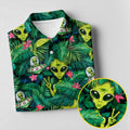 UFO and Alien Tropical Forest Hawaiian Golf Polo, Golf Tops For Men, Golfing Apparel