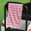 Argyle Pink Breast Cancer Golf Towel, Unique Gift For Golfer, Christmas Golf Gift, Golf Accessories