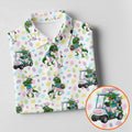T-Rex Bunny Colorful Easter Egg Women Golf Top, Fun Women's Golf Shirts, Ladies Golf Shirts