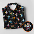 Classic Christmas Characters Black Golf Shirt, Christmas Golf Shirt, Women's Golf Tops, Ladies Golf Shirts