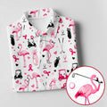 Pink Flamingo Golf Pattern Breast Cancer Polo Shirt, Ladies Golf Top, Women’s Golf Polo