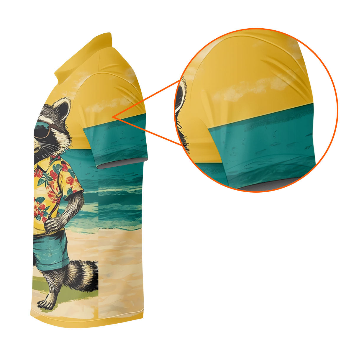 Cool Raccoon Tropical Yellow Hawaiian Golf Polo, Golf Tops For Women, Golfing Apparel