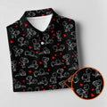 Naughty Position Stick Figure Couple Black Golf Shirt, Golfer Valentines Gift, Fun Golf Shirts For Men