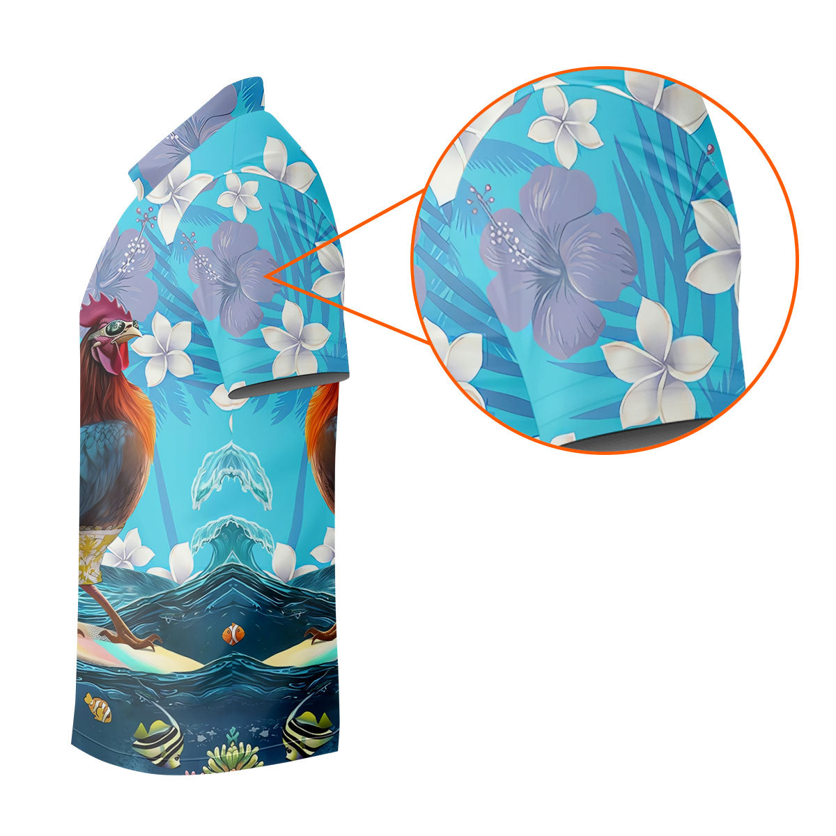 Tropical Floral Beach Scene with Ocean Surf Hawaiian Golf Polo, Golf Tops For Women, Golfing Apparel