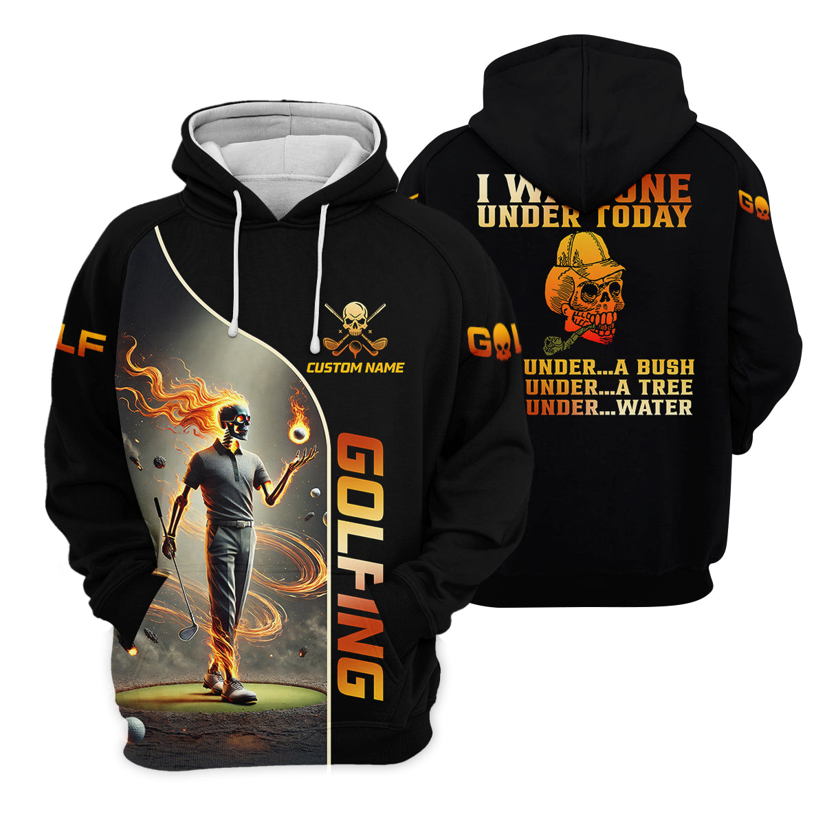 I Was One Under Today Custom Men's Golf Polo Shirt, Funny Skull Golf Shirt, Dad Golf Gift