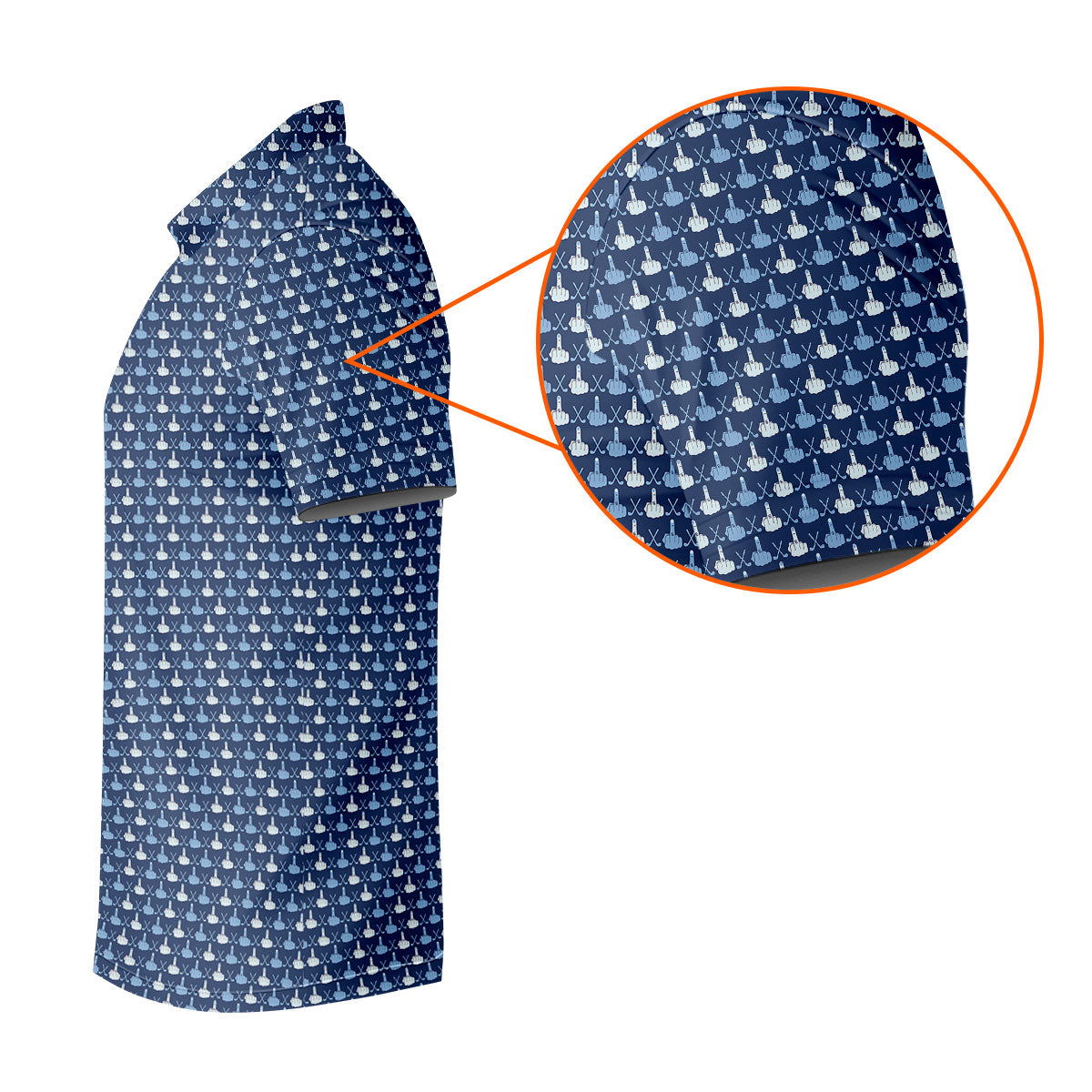 Blue Funny Middle Finger Golf Pattern Polo Shirt, Women's Golf Polo, Ladies Golf Top