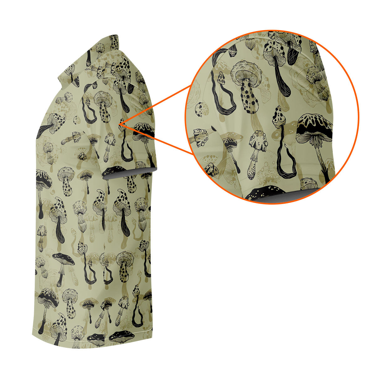 Mushroom Pattern Hand-drawn Art Hawaiian Golf Shirt, Men's Golf Shirt, Polo Shirts For Men