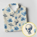 Funny Alien Blue Hibicus Tropical Theme Hawaiian Golf Shirt, Polo Shirts For Men, Golfing Apparel