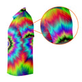 Rainbow Tie Dye Golf Shirt, Psychedelic Spiral Burst Pattern, Golf Shirt For Women