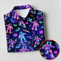 Neon Astronaut Skateboarding Galaxy Polo Shirt, Mens Golf Shirts, Golf Polo Shirts For Men, Printed Golf Shirts