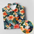 Large Hibiscus Flowers Tropical Vibe Golf Tops For Men, Hawaiian Golf Shirts, Polo Shirts For Men