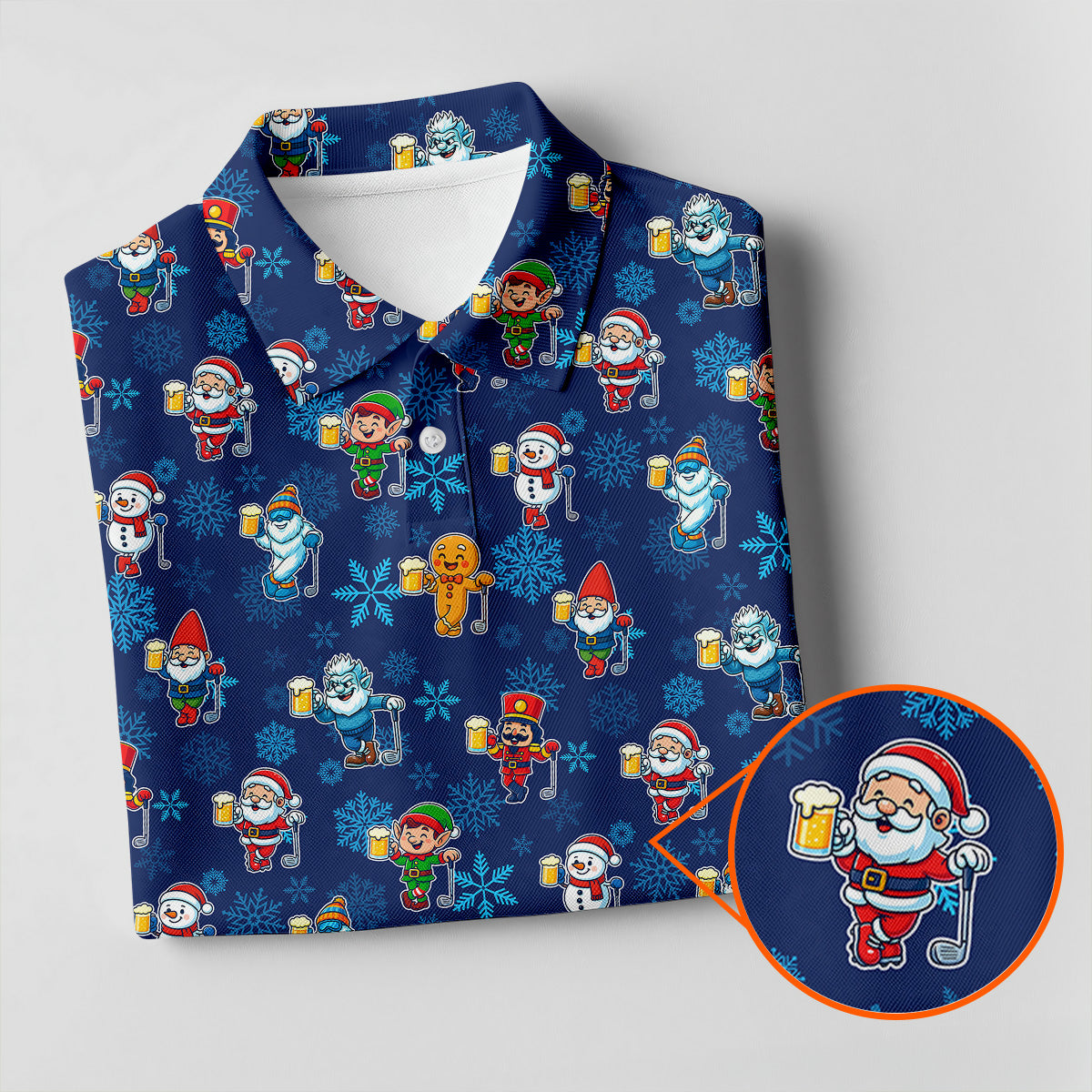 Christmas Characters Golf And Beer Navy Women's Funny Golf Shirts, Christmas Golf Shirt, Polo Shirts For Women