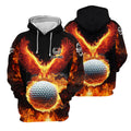 Fire Golf Ball Custom Men's Golf Polo Shirt, Golfing Apparel, Golf Gifts For Men