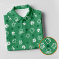 Leprechaun Hat Shamrock Beer Seamless Pattern St. Patrick’s Day Golf Shirt, Polo Shirts For Men, Golf Shirts For Men