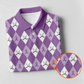 Pancreatic Cancer Purple And White Argyle Pattern Ladies Golf Shirts, Cancer Awareness Shirt