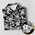 Black And White Pattern Tropical Hawaiian Golf Shirt, Summer Theme Golf Shirt For Women