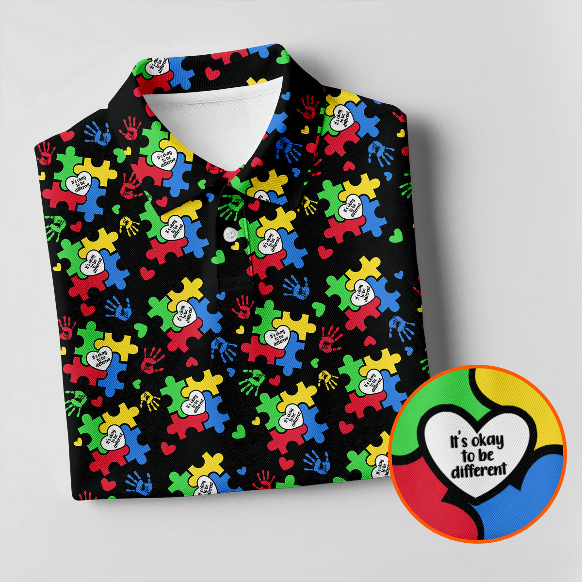 It's Okay To Be Different Autism Puzzle Women's Golf Tops, Autism Awareness Colors Ladies Golf Polos
