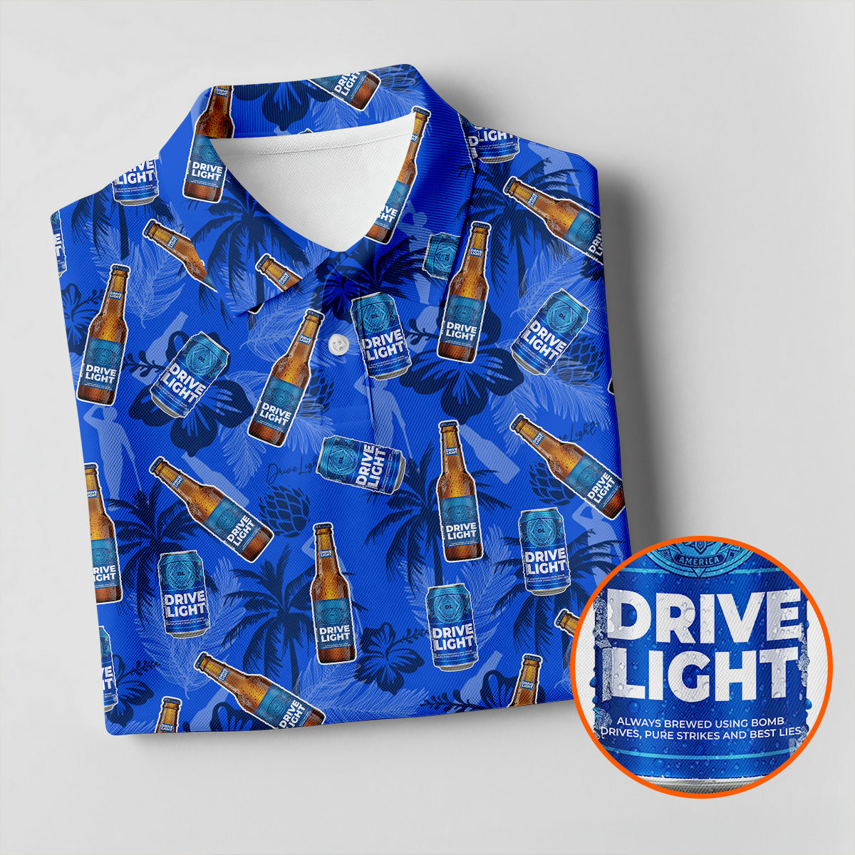 Drive Light Golf And Beer Tropical Pattern Fun Golf Shirt, Golf Tops For Men, Golf Shirts For Men