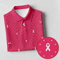 Pink Ribbon Golf Pattern Breast Cancer Polo Shirt, Golf Shirts For Men, Mens Golf Apparel
