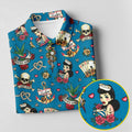 Tattoo Blue Sailor Tattoo Flash Pattern Hawaiian Golf Shirt, Women's Golf Tops, Ladies Golf Shirts