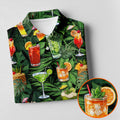 Tropical Cocktail Coconut And Palm Leaf Golf Polo, Hawaiian Golf Shirt, Mens Golf Apparel