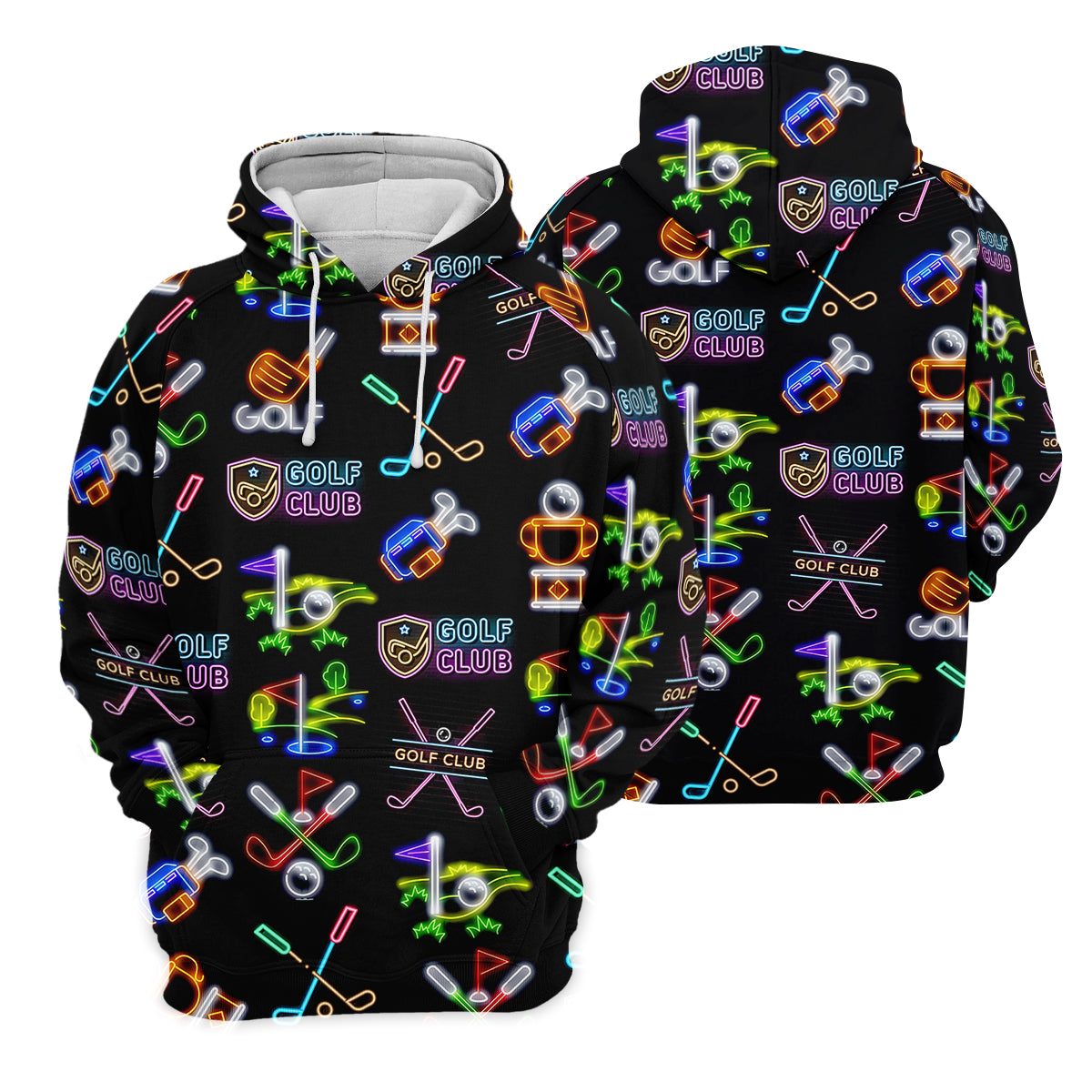 Neon Golf Clubs Men's Golf Polo Shirt, Funny Golf Shirt, Dad Golf Gift, Christmas Golf Gift