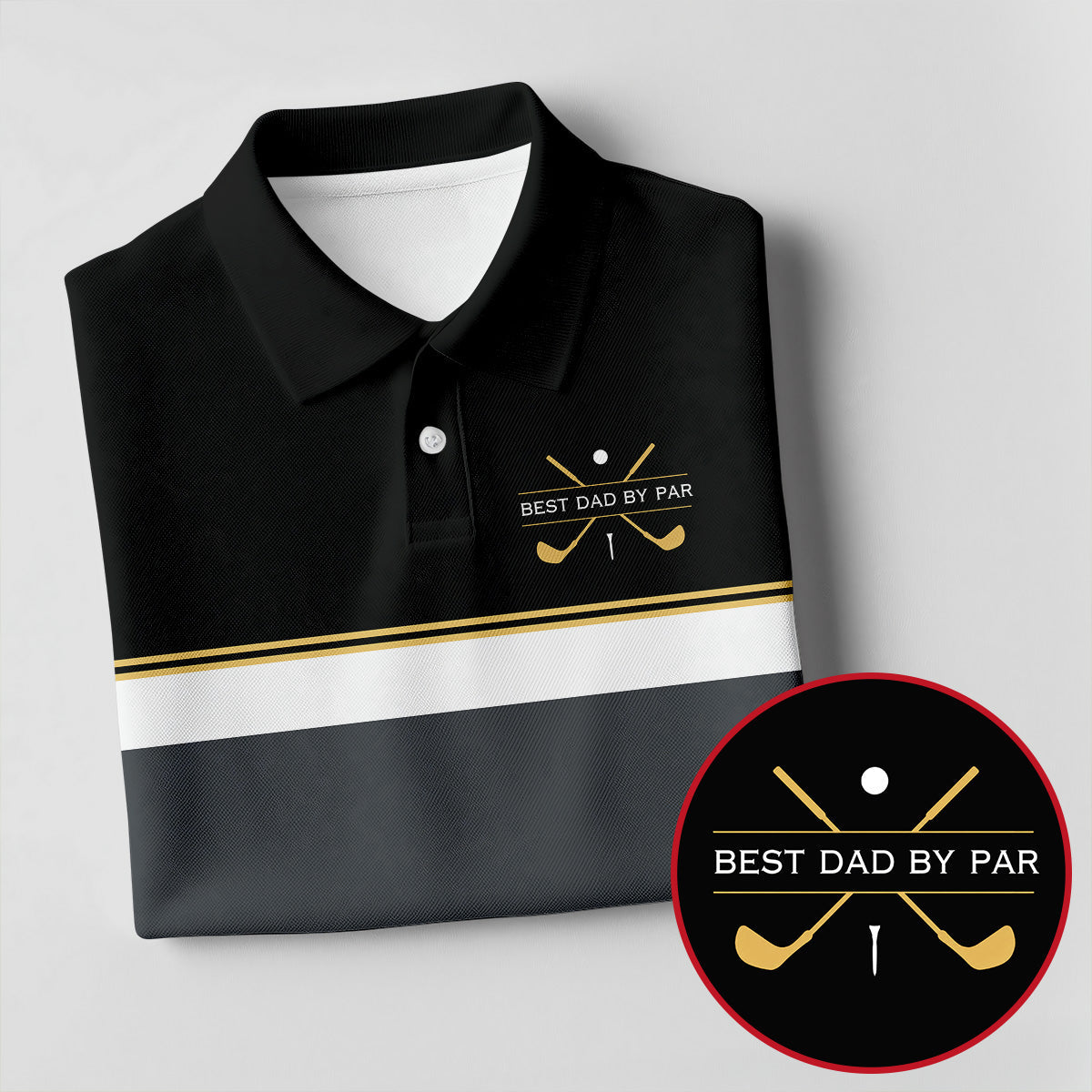 Best Dad By Par Black And Grey Dad Golf Shirt, Father's Day Golf Gift, Polo Shirts For Men