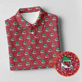 Christmas Golf Cart Pattern Red Women's Golf Tops, Christmas Golf Shirt, Polo Shirts For Women