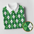 St Patrick's Day Shamrock Argyle Pattern Green And White Argyle Golf Shirt, Polo Shirts For Men, Golf Shirts For Men