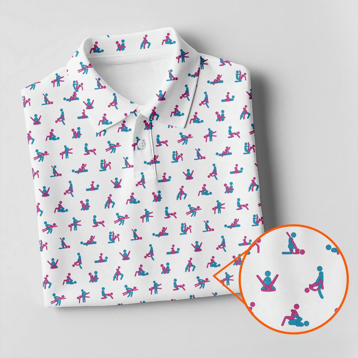 Blue And Pink Naughty Stick People White Golf Shirt, Polo Shirts For Men, Golf Gift For Men