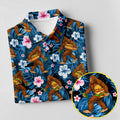 Tropical Bigfoot Burger Party Pattern Hawaiian Golf Polo, Golf Tops For Men, Golfing Apparel