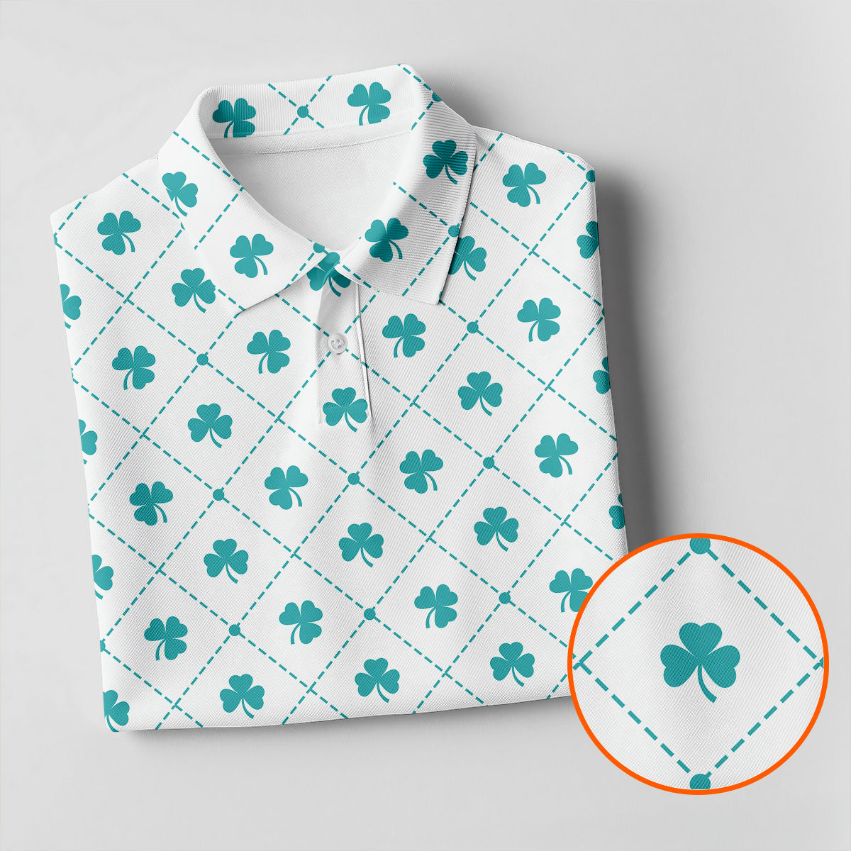 Grid Pattern Shamrock Golf Shirt, St Patrick's Day Golf Tops For Men, Golf Shirts For Men, Polo Shirts For Men