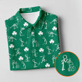 Stick Figure Golf Pose St Patrick's Day Shamrock Green Golf Shirt, Polo Shirts For Men, Golf Shirts For Men