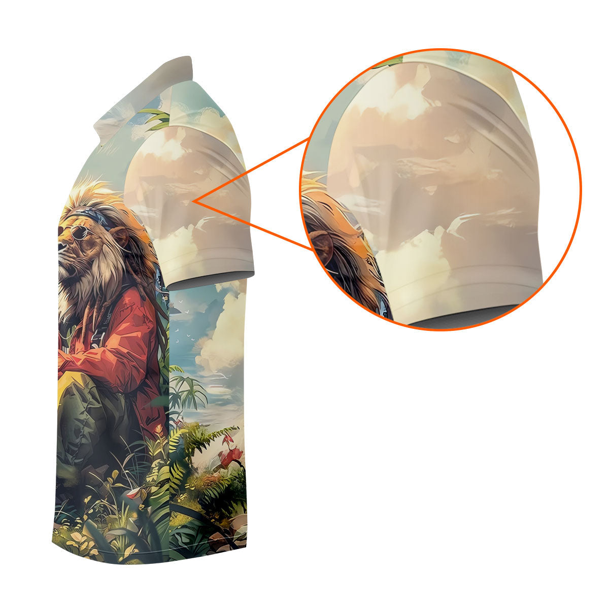 Lion Dreamscape Mist Hawaiian Golf Polo, Golf Tops For Men, Golfing Apparel