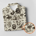 Halloween Witch Cat Pattern Men's Funny Golf Shirts, Unique Gift For Golfer, Polo For Men